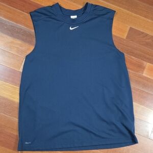Vintage Nike NikeFit Navy Blue Tank Top Mens XL Grey Tag Orange Swoosh Rare